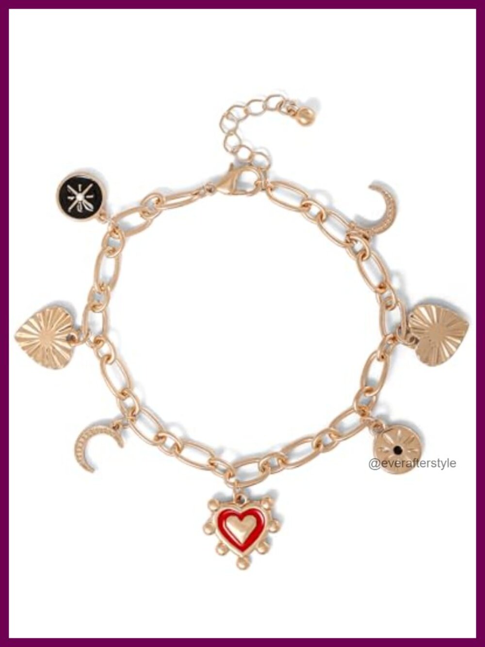 Gold-Tone Charm Bracelet Adjustable Lobster Clasp Women's Jewelry